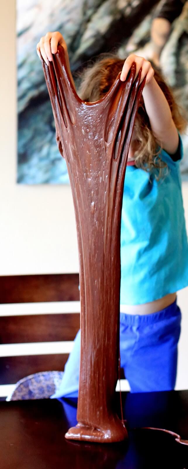 Chocolate Stretchy Slime Recipe from Fun at Home with Kids