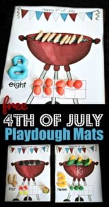 FREE 4th of July Playdough Mats - super cute summer themed grilling playdough activity to help toddler, preschool, and kindergarten age kids practice counting to 20 #kindergarten #playdoughmats #4thofjuly
