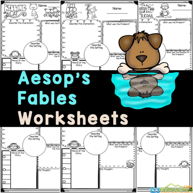 Simple printable Aesops's Fables worksheets to learn morals, read some quality literature, and work on reaching comprehension too.