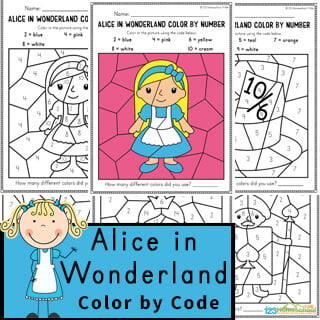 FREE Printable Alice In Wonderland Color By Number