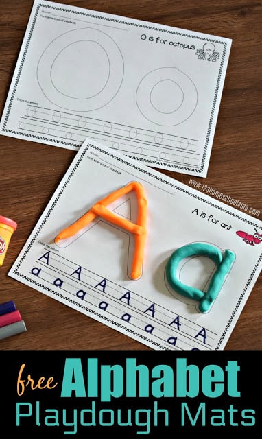 Make practicing forming uppercase and lowercase letters tactile with these alphabet playdough mats. These playdough letter mats give a spot for children to form the upper and lower case letter along with some ruled lines for tracing the letter too. Use these . These FUN alphabet worksheets are perfect for toddler, preschool, and kindergarten kids. Simply print pdf file with abc playdough mats and you are ready to play and learn!