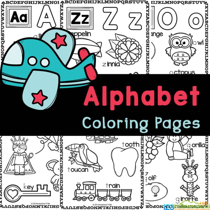 Cute Alphabet Coloring Pages help teach letters, tracing letters, and letter sounds with ABC coloring sheets with free printables for kids!