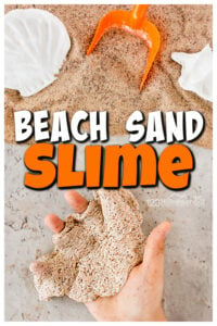 Bring some beach fun home with this super simple, sand slime. This sand slime recipe is quick and easy to make for your beach theme or a summer activity for preschoolers.  Kids of all ages, from toddler, preschool, pre-k, kindergarten, and first grade students will LOVE this beach slime!