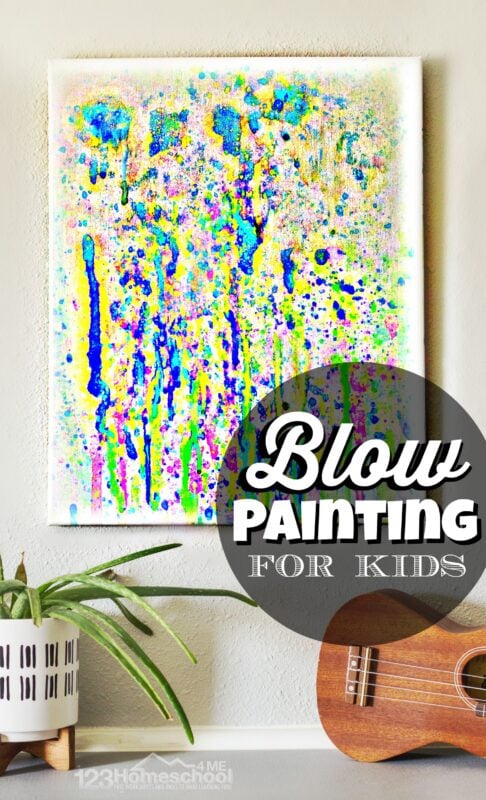 Blow Painting for Kids - fun summer craft for kids that uses blowing bubbles to make striking summer art projects for toddler, preschool, pre k, kindergarten, and elementary age kids. This is a must try summer activities for kids to add to your summer bucket list ideas!