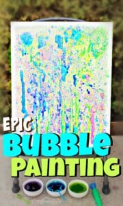 EPIC Bubble Painting - kids of all ages will love this fun summer art project where they will make a bubble craft by blowing bubbles. Recipe included for this fun to make, easy, summer activity for kids!