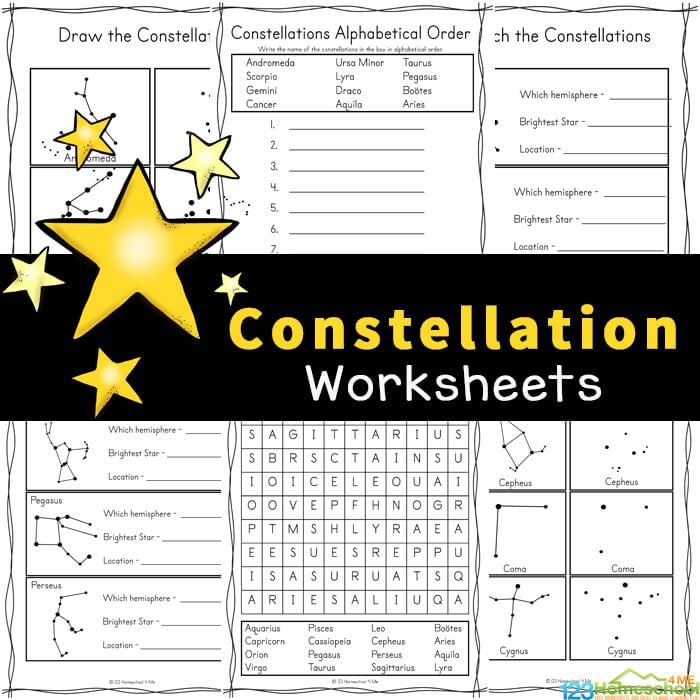 FREE Printable Constellation Worksheets pdf for Kids