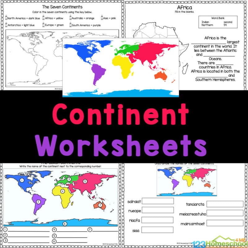 Learn about the seven continents and the corresponding geography with these fun and free printable 7 Continents Worksheets for kids.