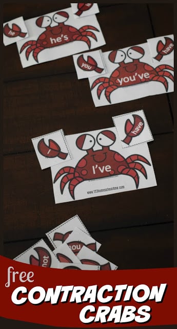 super cute crab puzzles to help 2nd graders practice making contractions