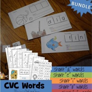 CVC Words Printable Flip Books to cut and paste to practice short vowel words with pre k, kindergarten, and grade 1