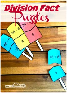 FREE Popsicle Division Puzzles - super cute math activity to help 3rd grade and 4th grade kids have fun practicing math with a summer themed activity #icecream #division #mathgames