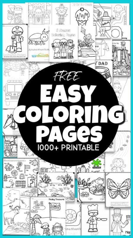 Looking for some no-prep, free printable simple coloring pages? We've gove over 500 pages of easy coloring pages conveniently arranged by topic or theme. These coloring pages for kids are perfect for toddler, preschool, pre-k, kindergarten, first grade, and 2nd graders.  We have free coloring pages pdf format including circus, castle, community helpers, fairytales, playground, Christmas, Easter, summer, outer space, beach, cute animals, princesses, countries around the world, US states, and so many more. Simply print coloring pages for kids pdf file, grab your crayons, colored pencils, or markers and have fun with these colour sheets.
