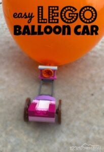 Are you ready to make something really cool with your kids? Your children will go nuts over this fun, easy to make Lego Balloon Car. This such a fun physical science experiment to try with preschool, pre k, kindergarten, first grade, 2nd grade, 3rd grade, 4th grade, 5th grade, and 6th grade students. Ready to build your balloon car?