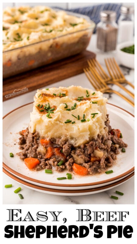 You've got to try this best traditional shepherd's pie! This easy dinner recipe is packed with yummy veggies, mashed potatoes, & beef!