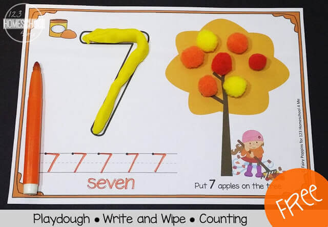 FREE Printable Fall Playdough Mats Activities with Numbers 1-10
