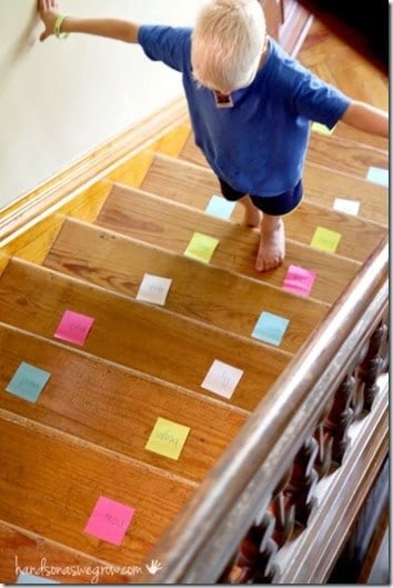 Silly Sight Words Practice on the Stairs