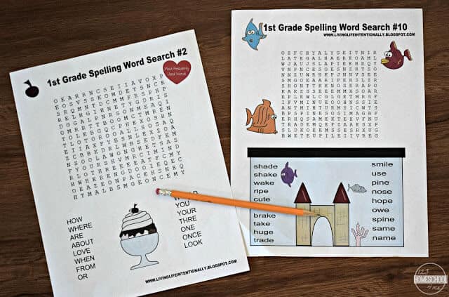1st Grade Spelling Word SEARCHES