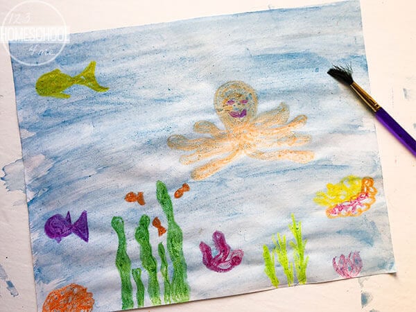 Watercolor and Crayon Ocean Craft