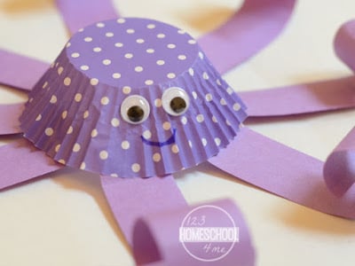 Cupcake Liner Octopus Ocean Craft for Preschoolers