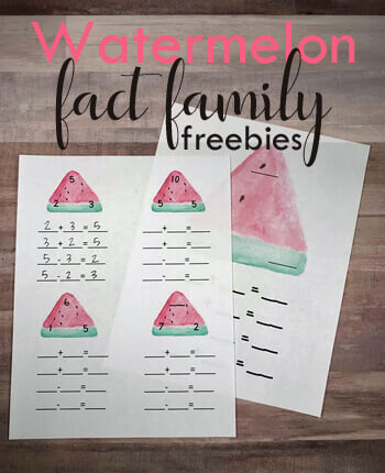 Watermelon Fact Family Worksheets
