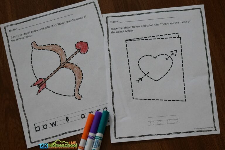Valentine’s Day Tracing Worksheets for Preschoolers