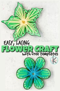 Easy Lacing flower craft and art project for kids with free templates