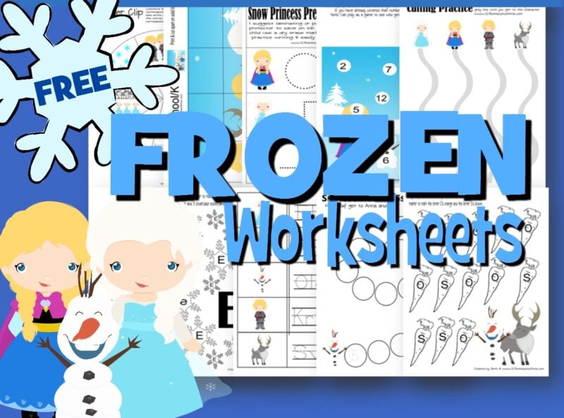 FREE Frozen Worksheets - preschool pack for kids to practice math, alphabet and literacy alongside Anna, Elsa, Olaf, Sven, Kristof and more!
