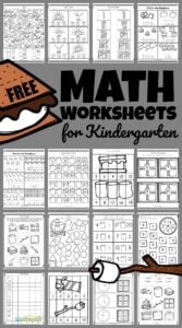 This  S'Mores themed math activity is filled with super cute clipart to keep kids engaged and having fun learning with printable, Free Math Worksheets for Kindergarten. These are a great way for children to practice and improve their knowledge of the numbers and simple math equations. This huge pack of free math worksheets are perfect for preschoolers, kindergartners, and grade 1. 