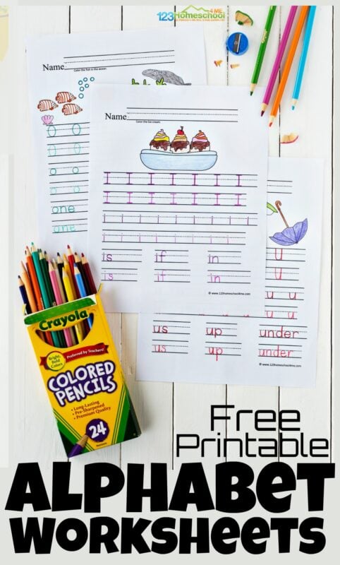Kids need lots of practice tracing letters to improve handwriting! These super cute,  free printable alphabet worksheets are a handy tool for preschool, pre-k, kindergarten, or first grade students. With these alphabet worksheets children will get the practice writing alphabet letters they need to write letters A to Z. Simply download pdf file with free alphabet worksheets and you are ready to practice upper and lowercase tracing letters.