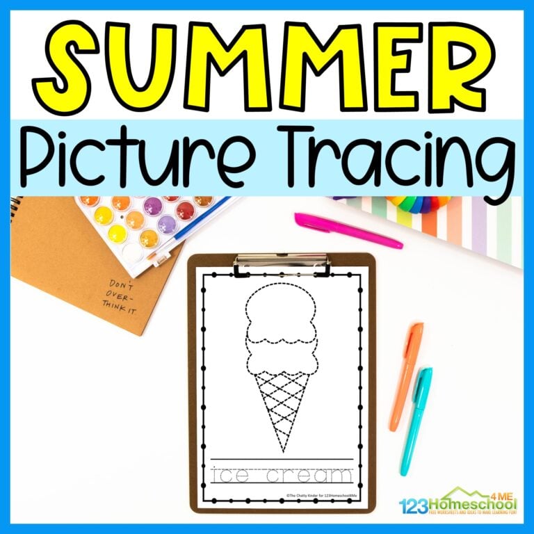 Grab this pack of 20 FREE Summer tracing worksheets! This activity is perfect for preschoolers to play and learn all summer!