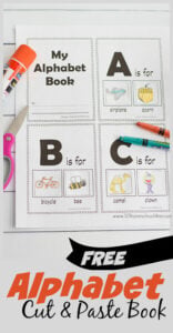 cut and paste alphabet book to help young learners learn the sounds letters make and work on phonemic awareness
