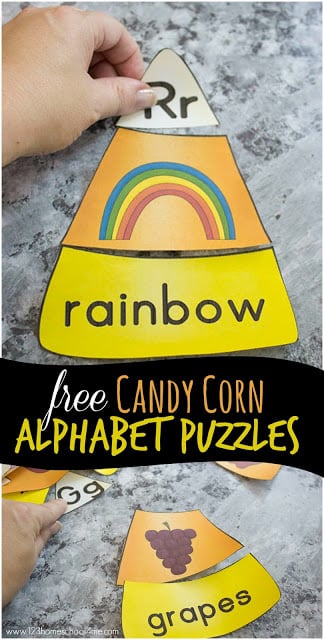 Super cute alphabet activity for preschoolers and kindegartnerrs - candy corn phonics puzzles