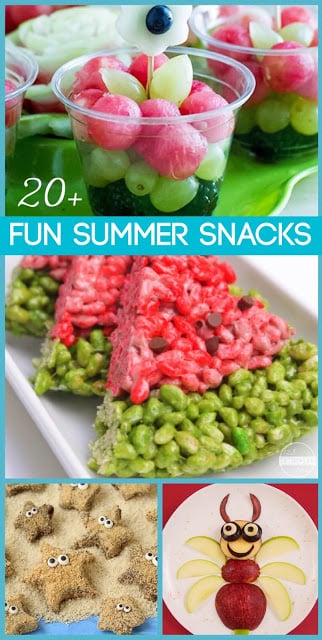 Do you find that your kids ask for more snacks during Summer time? Yes? Then these quick, easy and fun Summer snacks. These summer snacks will come in handy as you make memories creating quick, EASY, and cute summer snacks for kids. We have over 20 summer snack ideas that are as tasty as they are easy summer snacks. So take a peak, pick  your favorite, and grab the summer snacks recipes.