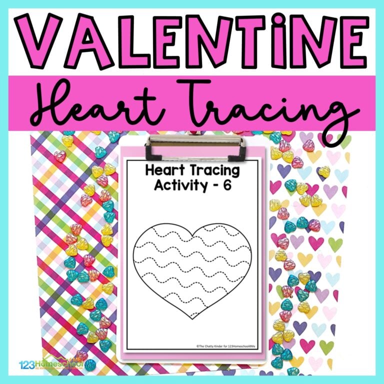 FREE Printable Heart Tracing Worksheet Activity for Preschool