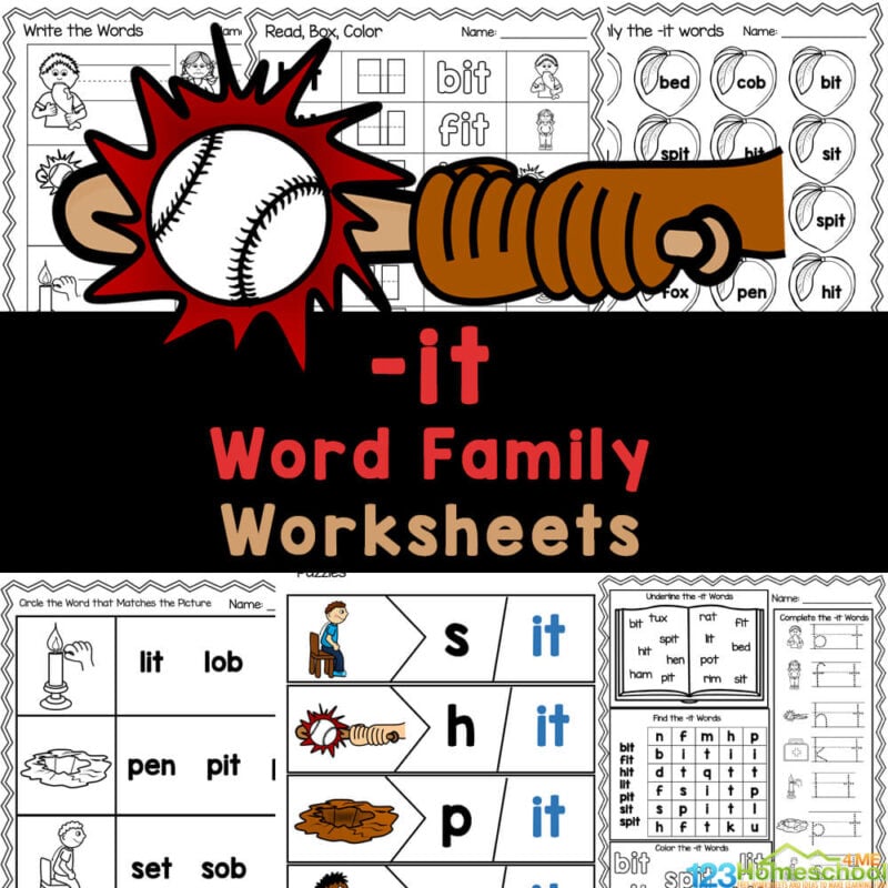 Help kindergarten and first graders practice reading and writing -it word family with these free printable worksheets!