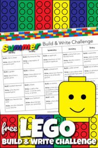 It can be challenging to help kids to continue working on their writing skills during the summertime. But these super cute lego printables are filled with not only summer writing prompts, but kids lego challenge ideas to build and write. These lego writing activities are perfect for kindergarten, first grade, 2nd grade, 3rd grade, 4th grade, 5th grade, and 6th graders too. Simply print pdf file with lego writing prompts for a fun summer activity for kids