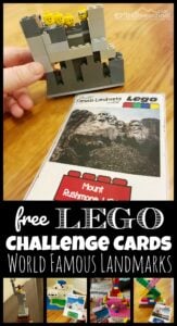 FREE Lego Challenge Cards - free printable STEAM education uses lego or duplo bricks to help students learn about famous buildings and landmarks from around the world. This fun learning activity is great for parents, teachers, school at home and homeschoolers from preschool, pre k, kindergarten, first grade, 2nd grade, 3rd grade, 4th grade, 5th grade, 6th grade, 7th grade, and 8th grade students.