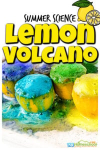 Have you ever heard of a lemon volcano? Kids are going to love this fun, creative,volcano experiment that screams summer! This simple lemon volcano experiment is perfect for curious kids from toddler, preschool, pre-k, kindergarten, first grade, 2nd grade, and 3rd graders too. All you need are a few simple materials to make some amazing erupting lemon volcanos!