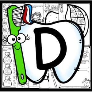 letter d weekly theme for preschoolers including alphabet, counting, shapes, colors, number sense, science experiments, brushing your teeth with toothbrush and toothpaste, subtraction, and more!