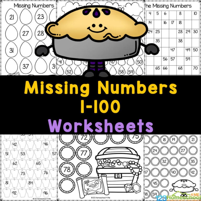 FREE Printable Fill in the Missing Number Worksheets