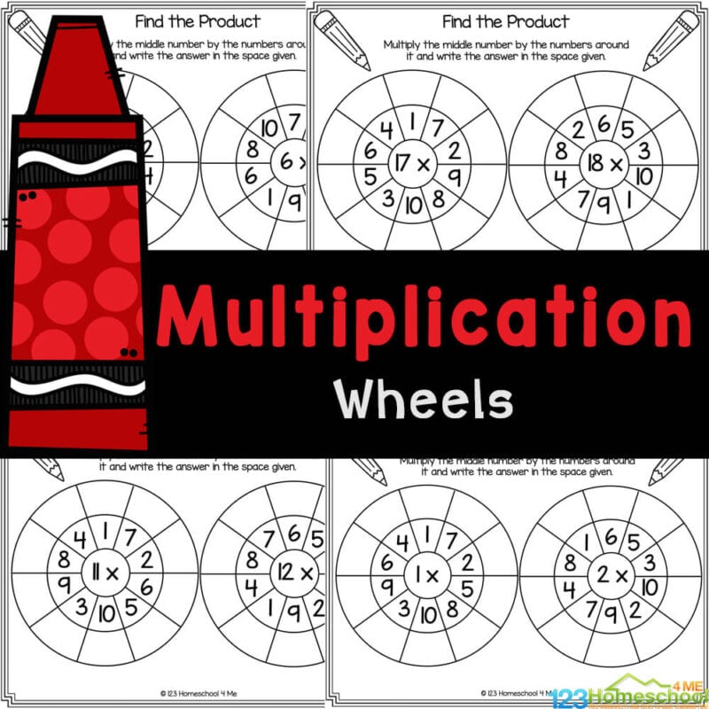 Multiplication wheels are a fun way to practice how to multiply 1-20 with elementary students using handy, no prep math worksheets.