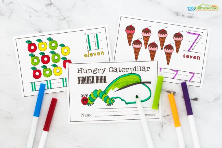 The Very Hungry Caterpillar Number Tracing Printable Worksheets