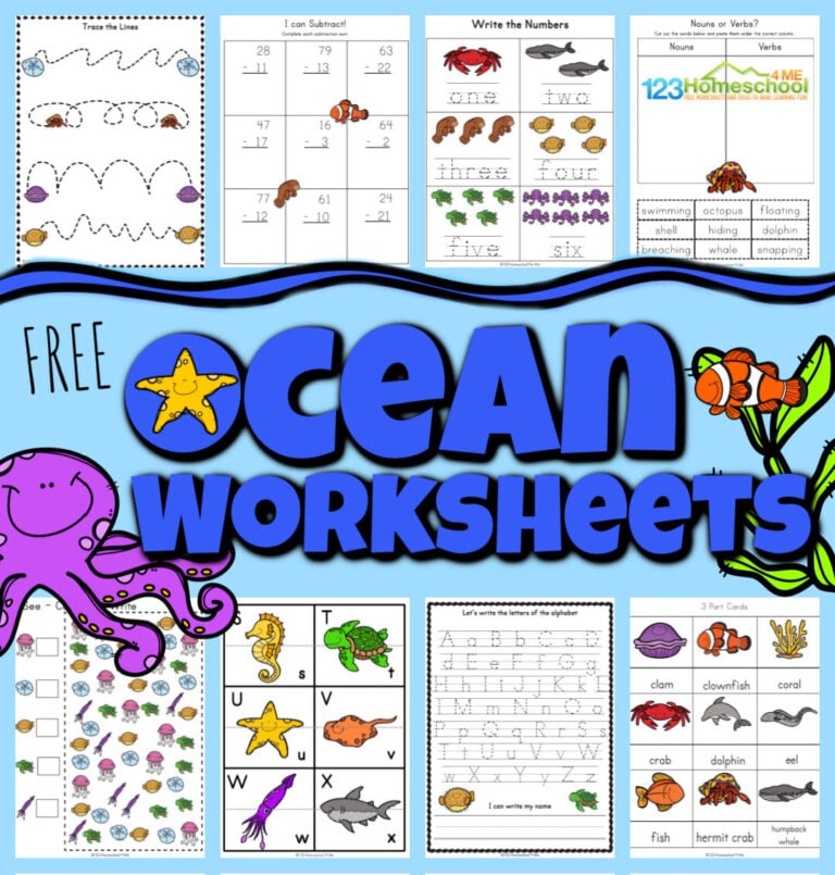 FREE Printable Ocean Worksheets for Kids