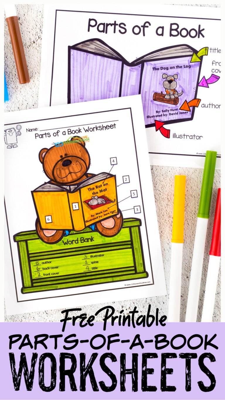 Learn Parts of a Book for Kids with Playdough Worksheets