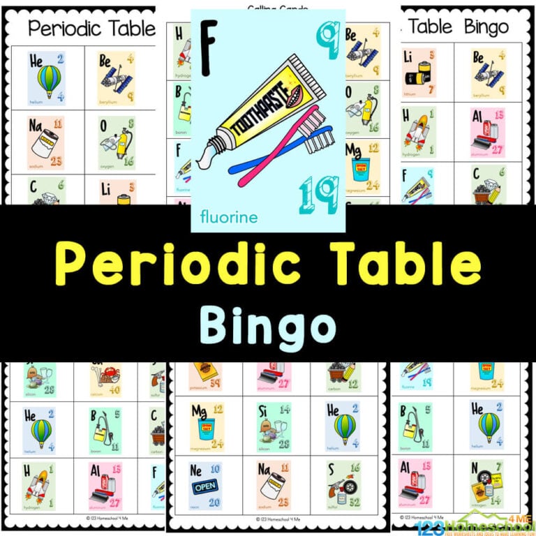 FREE Printable Periodic Table BINGO Game for Kids