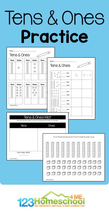 Make learning about place value: tens and ones simple with these NO PREP, free printable kindergarten math worksheets. Kindergartners will practice adding up tens and ones as they learn about place value in simple two-digit numbers.  These place value worksheets are are great print and go math for summer learning, math centers in the classroom, extra practice at home, or homeschoolers. Simply download tens and ones worksheets pdf and you are ready to sneak in some fun practice with tens and ones worksheets.