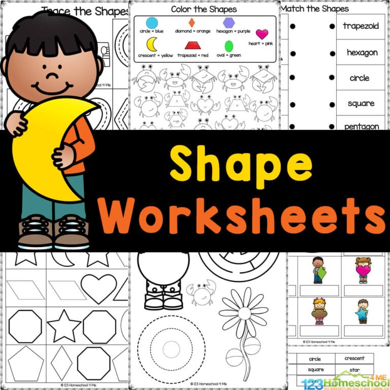 FREE Printable Tracing Shapes Worksheets for Kindergarten