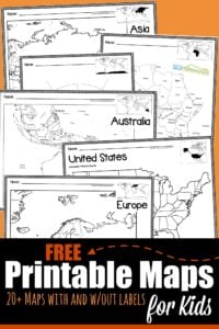FREE Printable Maps for kids -blank maps of the world, africa, asia, australia, south america, north america, united states, antarctica, Europe and more. Include blank maps and labeled maps. Use them with any social studies / geography program with kindergarten, first grade, 2nd grade, 3rd grade, 4th grade, 5th grade, 6th grade, and 7th grade students to visualize the world at a glance or dive deep into finding countries, continents, rivers / mountains, oceans, etc. Includes both blank printable maps and labeled as well. tralia, united states, europe and more both blank and labeled for kindergarten, first grade, 2nd grade, elementary, middle school, and high school #printablemaps #geography #homeschooling