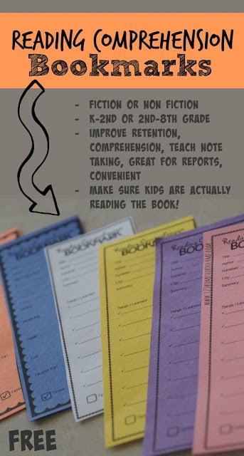 FREE Printable Reaidng Comprehension Bookmarks - work on reading retention and comprehension with this activity that helps students learn to take notes and prepare for book reports in grade 2, grade 3, grade 4, grade 5, and grade 6. #homeschool #readingcomprehension #reading