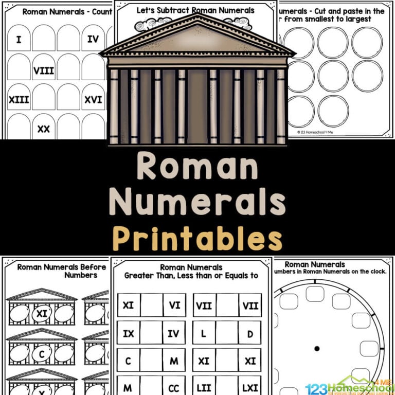 FREE Roman Numerals Printables Worksheets