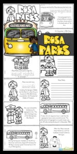This Rosa Parks Printable is a great way to work on reading skills while learning about a person who made a difference in this world.  Kids will read, color and learn about Rosa Parks for kids with this rosa parks activity.  Whether you use this rosa parks worksheet and rosa parks coloring page activity to learn about a famous american freedom fighter or as a Black History Monty Printable, this is such a handy resource for elementary age children. Use this famous historical female reader with preschool, pre-k, kindergarten, first grade, 2nd grade, 3rd grade, 4th grade, and 5th grade students. Simply print pdf file with rosa parks free printables, print, and go!